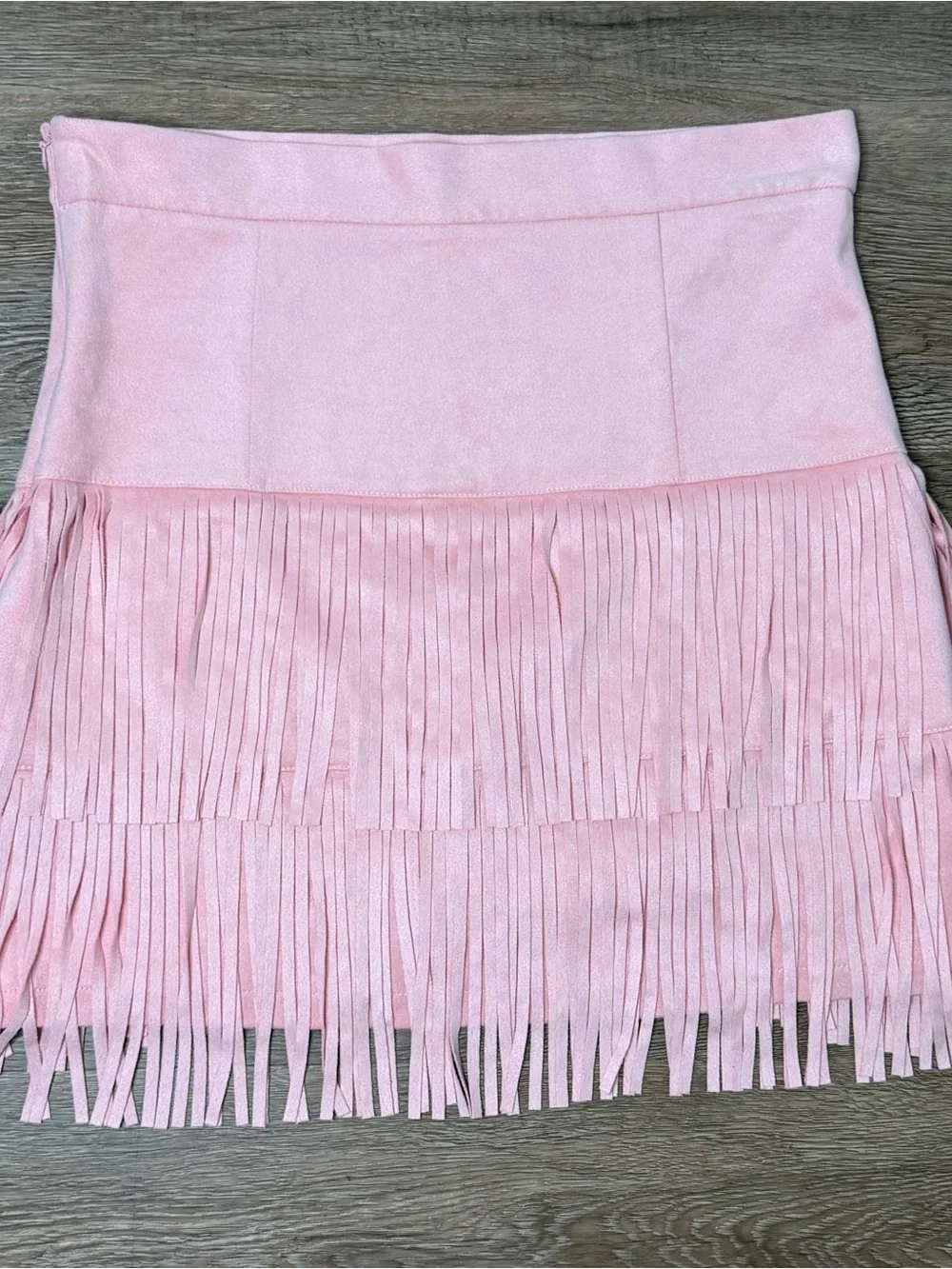 Faux Suede Fringe Mini Skirt